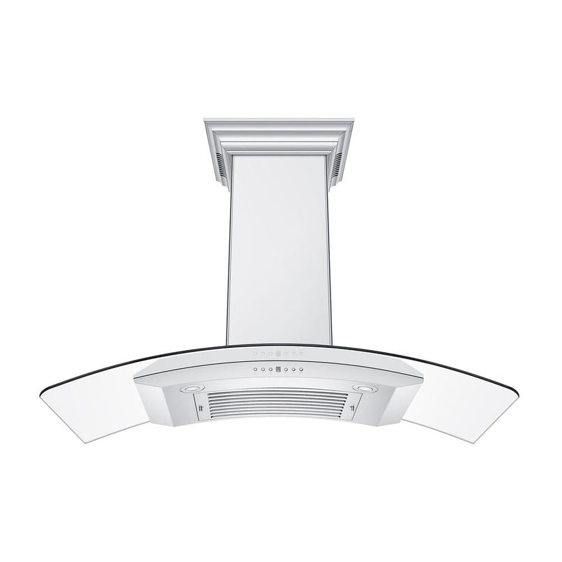 ZLINE 48 in. CrownSound™ Ducted Vent Wall Mount Range Hood in Stainless Steel with Built-in Bluetooth Speakers (KN4CRN-BT-48) front, under.