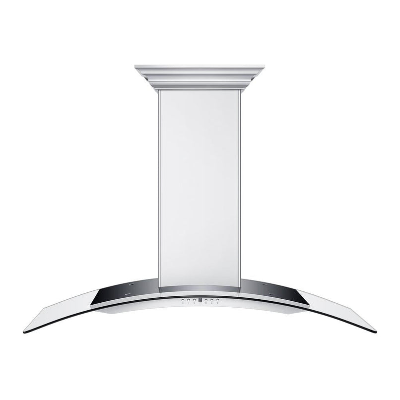ZLINE 48 in. CrownSound™ Ducted Vent Wall Mount Range Hood in Stainless Steel with Built-in Bluetooth Speakers (KN4CRN-BT-48) front.