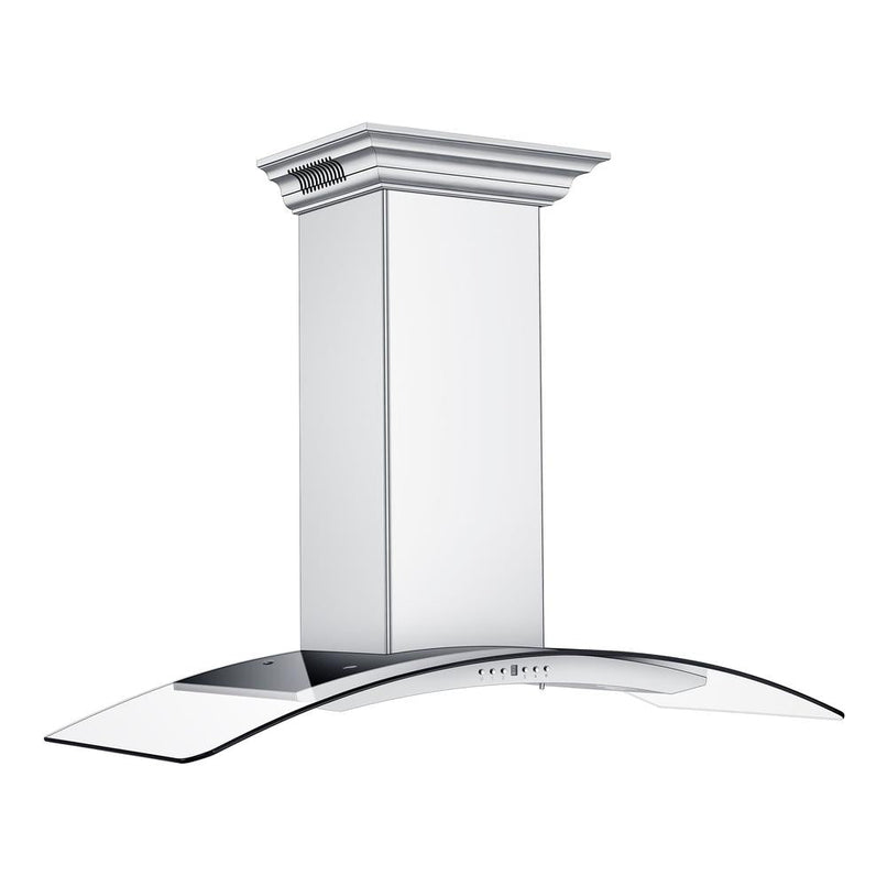 ZLINE 48 in. CrownSound™ Ducted Vent Wall Mount Range Hood in Stainless Steel with Built-in Bluetooth Speakers (KN4CRN-BT-48) side.