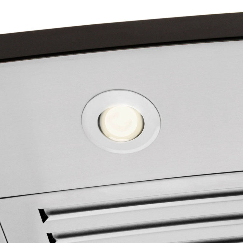 ZLINE 36 in. Convertible Vent Wall Mount Range Hood in Stainless Steel (KN6-36) built-in lighting.