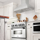 ZLINE 36 in. Professional Convertible Vent Wall Mount Range Hood in Stainless Steel (597-36) in a luxury kitchen.