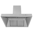 ZLINE 36 in. Professional Ducted Wall Mount Range Hood in Stainless Steel (697-36) front, under.