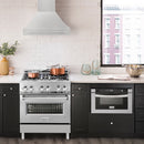 ZLINE 30 in. Stainless Steel Range Hood with Stainless Steel Handle (8654STX-30) in a luxury kitchen.