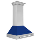 ZLINE 36 in. Stainless Steel Range Hood with Blue Gloss Shell and Stainless Steel Handle (8654STX-BG-36) side.