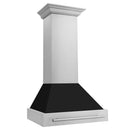 ZLINE 30 in. Stainless Steel Range Hood with Black Matte Shell and Stainless Steel Handle (8654STX-BLM-30) side.