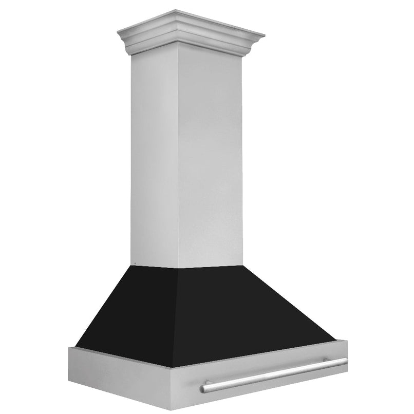 ZLINE 36 in. Stainless Steel Range Hood with Black Matte Shell and Stainless Steel Handle (8654STX-BLM-36)