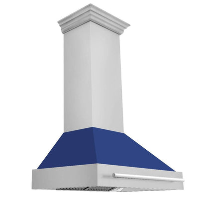 ZLINE 36 in. Stainless Steel Range Hood with Blue Matte Shell and Stainless Steel Handle (8654STX-BM-36)