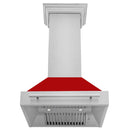 ZLINE 30 in. Stainless Steel Range Hood with Red Matte Shell and Stainless Steel Handle (8654STX-RM-30) front, under.