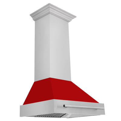 ZLINE 30 in. Stainless Steel Range Hood with Red Matte Shell and Stainless Steel Handle (8654STX-RM-30)