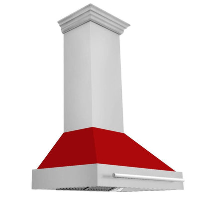 ZLINE 36 in. Stainless Steel Range Hood with Red Matte Shell and Stainless Steel Handle (8654STX-RM-36)