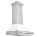 ZLINE 36 in. Stainless Steel Range Hood with White Matte Shell and Stainless Steel Handle (8654STX-WM-36)