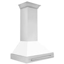 ZLINE 36 in. Stainless Steel Range Hood with White Matte Shell and Stainless Steel Handle (8654STX-WM-36) side.