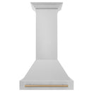 ZLINE Autograph Edition 30 in. Stainless Steel Range Hood with Stainless Steel Shell and Champagne Bronze Handle front.