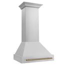 ZLINE Autograph Edition 30 in. Stainless Steel Range Hood with Stainless Steel Shell and Champagne Bronze Handle side.
