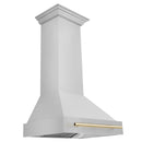 ZLINE Autograph Edition 30 in. Stainless Steel Range Hood with Stainless Steel Shell and Polished Gold Handle (8654STZ-30-G)