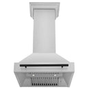 ZLINE Autograph Edition 30 in. Stainless Steel Range Hood with Stainless Steel Shell and Matte Black Handle front, under.