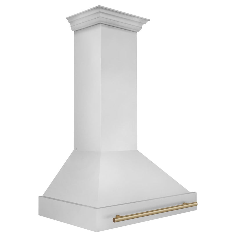 ZLINE Autograph Edition 36 in. Stainless Steel Range Hood with Stainless Steel Shell and Champagne Bronze Handle (8654STZ-36-CB) side.