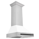 ZLINE Autograph Edition 30 in. Stainless Steel Range Hood with White Matte Shell and Matte Black Handle (8654STZ-WM30-MB)