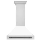 ZLINE Autograph Edition 36 in. Stainless Steel Range Hood with White Matte Shell and Matte Black Handle (8654STZ-WM36-MB) front.