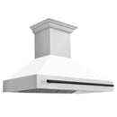ZLINE Autograph Edition 48 in. Stainless Steel Range Hood with White Matte Shell and Matte Black Handle (8654STZ-WM48-MB)
