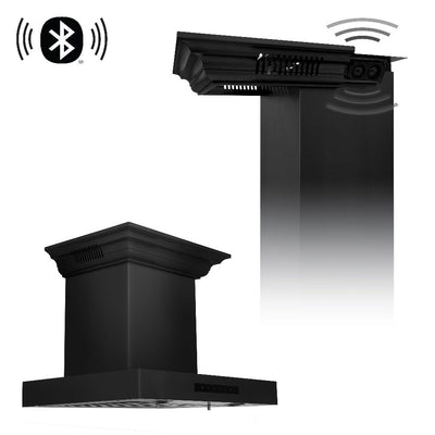 ZLINE 30 in. CrownSound™ Ducted Vent Wall Mount Range Hood in Black Stainless Steel with Built-in Bluetooth Speakers (BSKENCRN-BT-30)