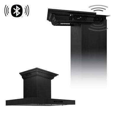 ZLINE 36 in. CrownSound™ Ducted Vent Wall Mount Range Hood in Black Stainless Steel with Built-in Bluetooth Speakers (BSKENCRN-BT-36)
