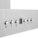 ZLINE 48 in. Convertible Vent Wall Mount Range Hood in Stainless Steel with Crown Molding (KECRN-48) buttons.