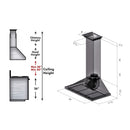 ZLINE 30 in. Convertible Vent Wall Mount Range Hood in Stainless Steel with Crown Molding (KBCRN-30) dimensional diagram.