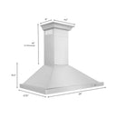 ZLINE 30 in. Convertible Vent Wall Mount Range Hood in Stainless Steel with Crown Molding (KBCRN-30) dimensional diagram.