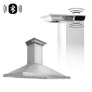ZLINE 42 in. CrownSound™ Ducted Vent Wall Mount Range Hood in Stainless Steel with Built-in Bluetooth Speakers (KBCRN-BT-42)