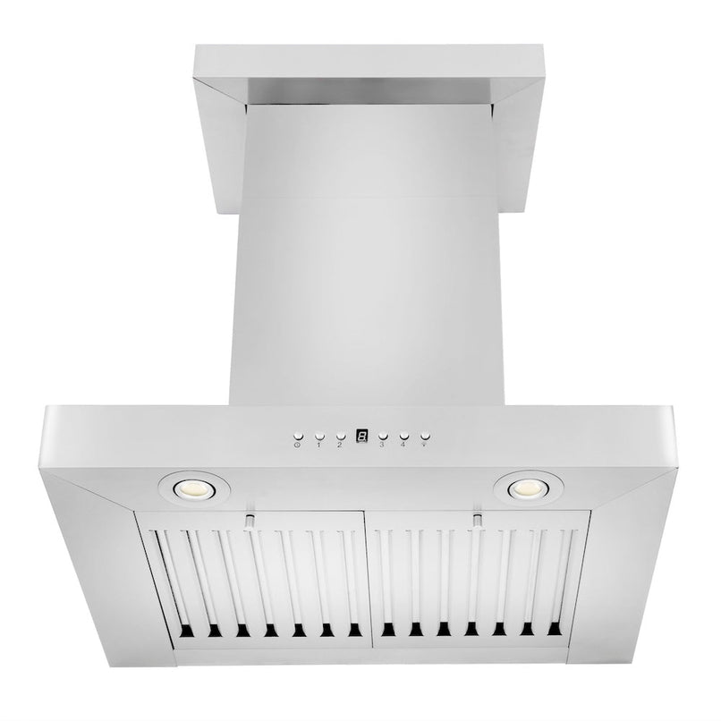 ZLINE 24 in. Convertible Vent Wall Mount Range Hood in Stainless Steel with Crown Molding (KECRN-24) front, under.