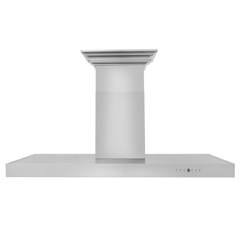 ZLINE 48 in. CrownSound™ Ducted Vent Wall Mount Range Hood in Stainless Steel with Built-in Bluetooth Speakers (KECRN-BT-48) front.