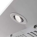 ZLINE 36 in. CrownSound™ Ducted Vent Wall Mount Range Hood in Stainless Steel with Built-in Bluetooth Speakers (KF2CRN-BT-36) built-in lighting.