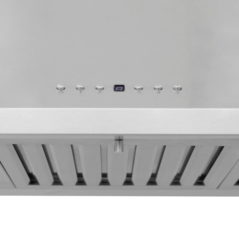 ZLINE 30 in. Convertible Vent Wall Mount Range Hood in Stainless Steel (KL2-30) buttons and display.