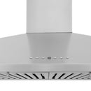 ZLINE 48 in. CrownSound™ Ducted Vent Wall Mount Range Hood in Stainless Steel with Built-in Bluetooth Speakers (KL2CRN-BT-48) buttons and display.