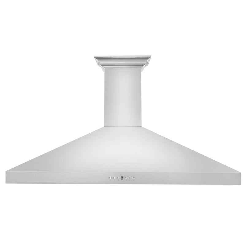 ZLINE 48 in. CrownSound™ Ducted Vent Wall Mount Range Hood in Stainless Steel with Built-in Bluetooth Speakers (KL3CRN-BT-48) front.