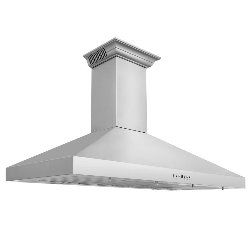 ZLINE 48 in. CrownSound™ Ducted Vent Wall Mount Range Hood in Stainless Steel with Built-in Bluetooth Speakers (KL3CRN-BT-48)