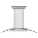 ZLINE 36 in. CrownSound™ Ducted Vent Wall Mount Range Hood in Stainless Steel and Glass with Built-in Bluetooth Speakers (KZCRN-BT-36) front.