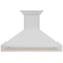 ZLINE Autograph Edition 48 in. Stainless Steel Range Hood with Stainless Steel Shell and Polished Gold Handle (8654STZ-48-G) Polished Gold, front.