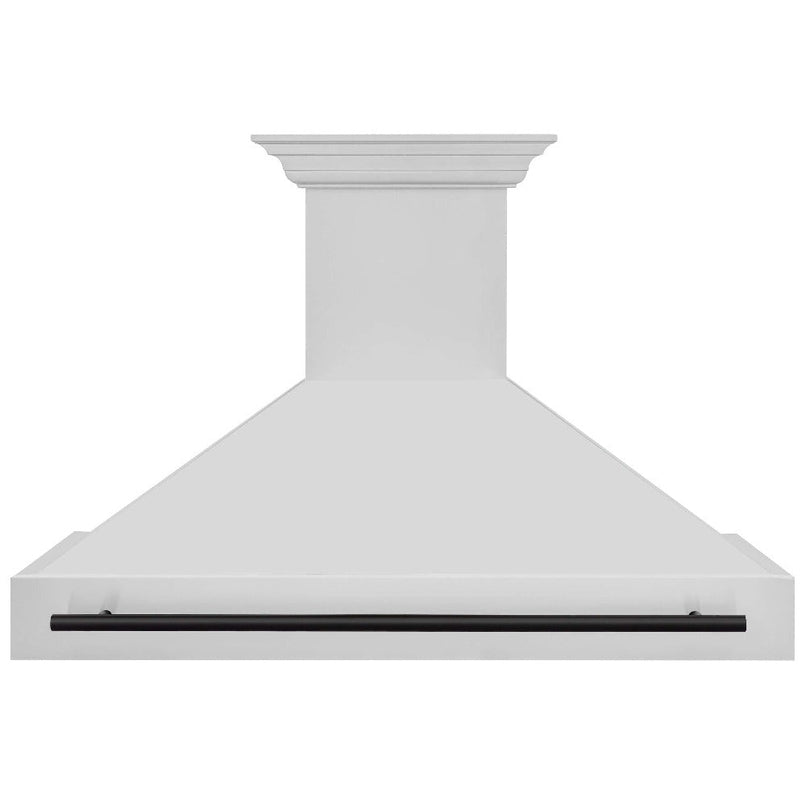 ZLINE Autograph Edition 48 in. Stainless Steel Range Hood with Stainless Steel Shell and Matte Black Handle (8654STZ-48-MB) Matte Black, front.