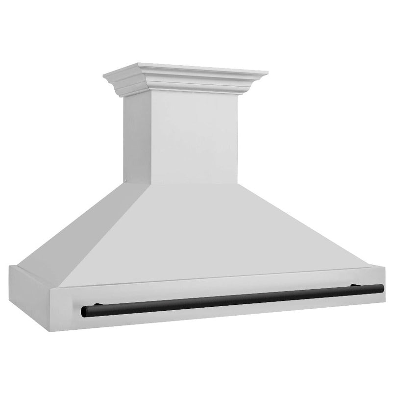 ZLINE Autograph Edition 48 in. Stainless Steel Range Hood with Stainless Steel Shell and Matte Black Handle (8654STZ-48-MB) Matte Black, side.