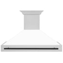 ZLINE Autograph Edition 48 in. Stainless Steel Range Hood with White Matte Shell and Matte Black Handle (8654STZ-WM48-MB) front.