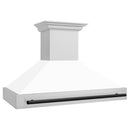ZLINE Autograph Edition 48 in. Stainless Steel Range Hood with White Matte Shell and Matte Black Handle (8654STZ-WM48-MB) side.