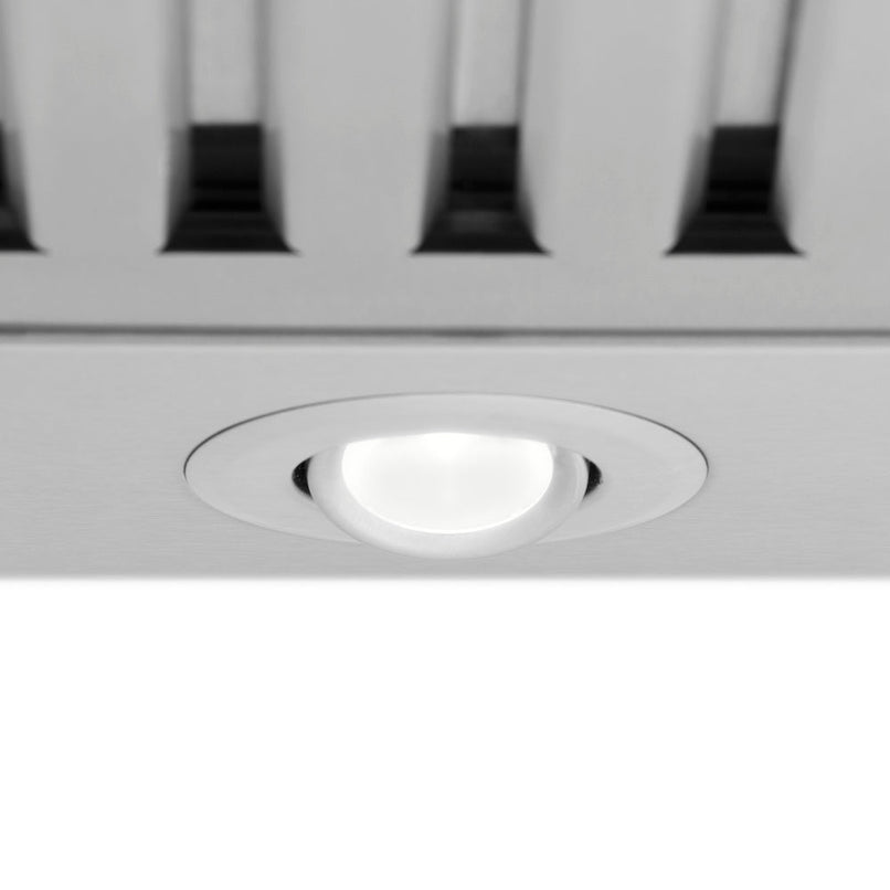 ZLINE 24 in. Convertible Vent Wall Mount Range Hood in Stainless Steel (KB-24) built-in lighting.