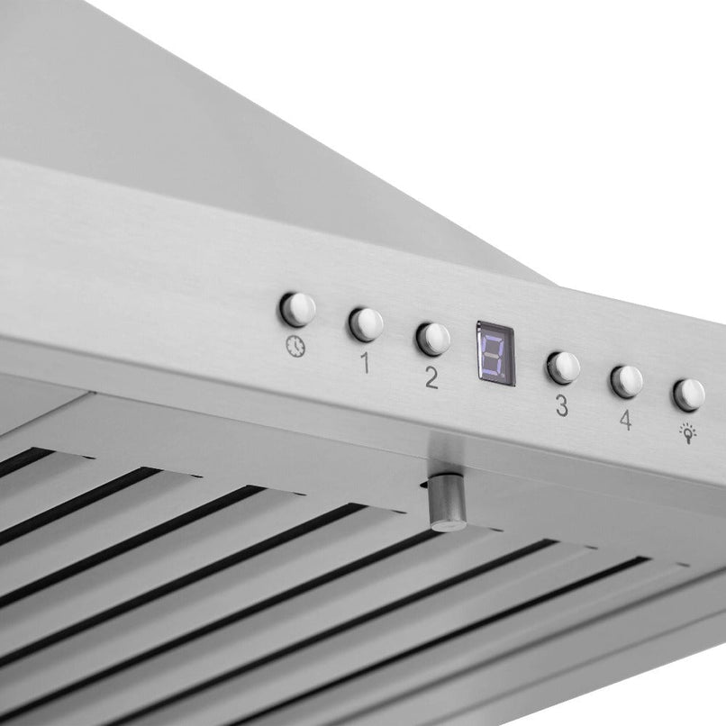 ZLINE 48 in. Convertible Vent Outdoor Approved Wall Mount Range Hood in Stainless Steel (KB-304-48) buttons.