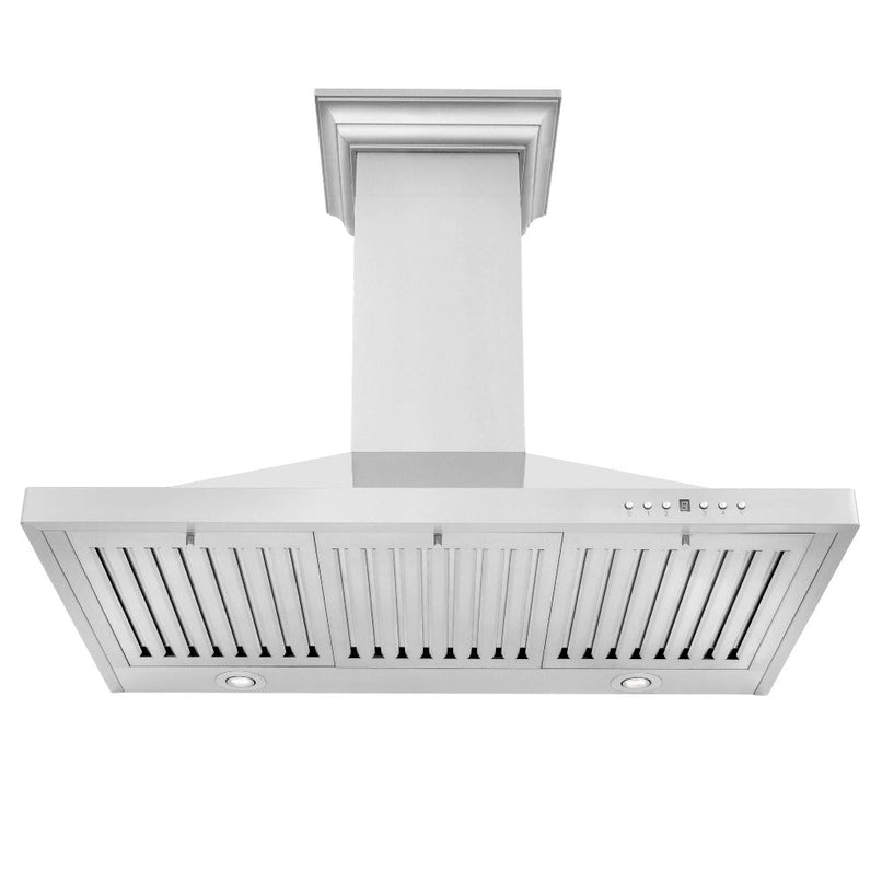 ZLINE 42 in. Convertible Vent Wall Mount Range Hood in Stainless Steel with Crown Molding (KBCRN-42) under.