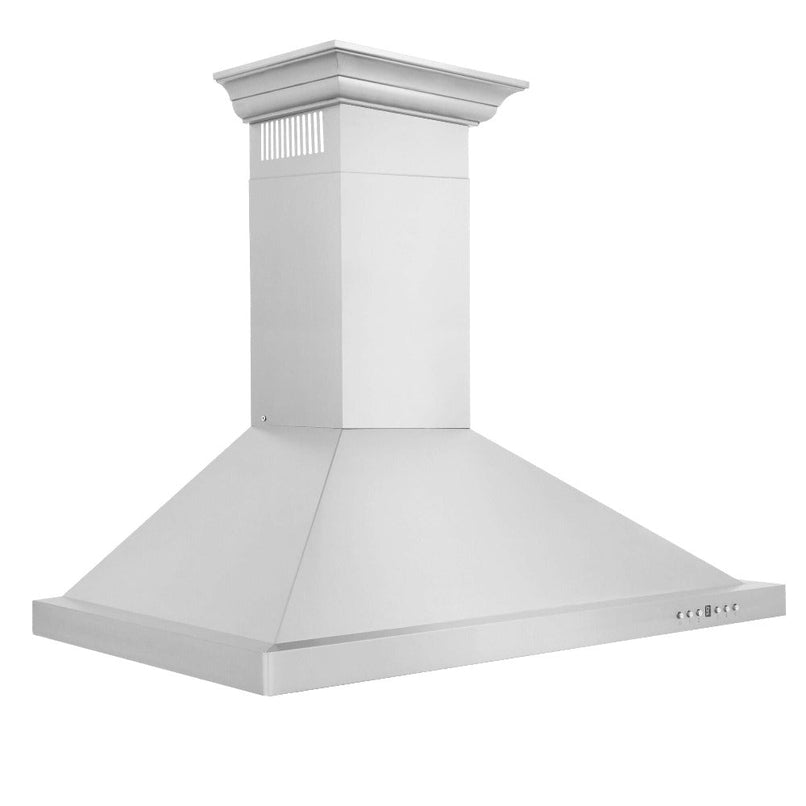 ZLINE 42 in. Convertible Vent Wall Mount Range Hood in Stainless Steel with Crown Molding (KBCRN-42) side.