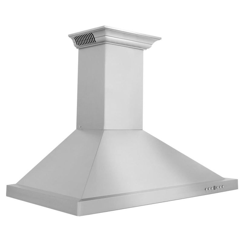 ZLINE 30 in. CrownSound™ Ducted Vent Wall Mount Range Hood in Stainless Steel with Built-in Bluetooth Speakers (KBCRN-BT-30) side.