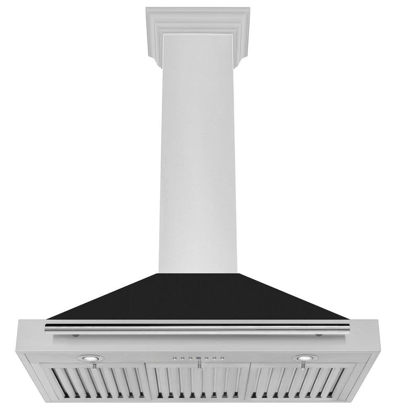 ZLINE 36 in. Convertible Stainless Steel Range Hood with Black Matte Shell and Stainless Steel Handle (KB4STX-BLM-36) under.