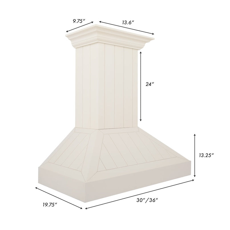 ZLINE 30 in. Ducted Vent Wooden Wall Mount Range Hood in Cottage White (KPTT-30)